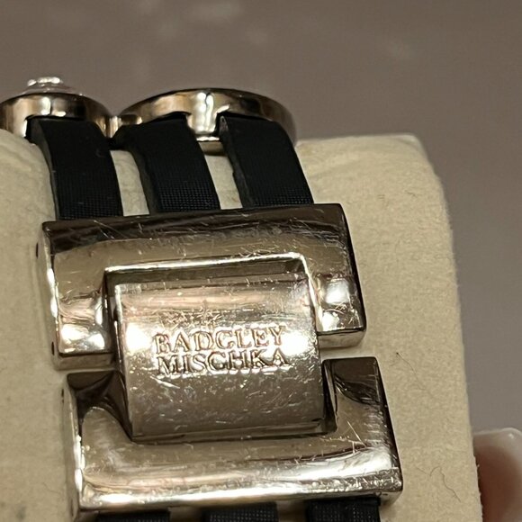 Badgley Mischka Black Leather Band with crystals Watch - Picture 4 of 10